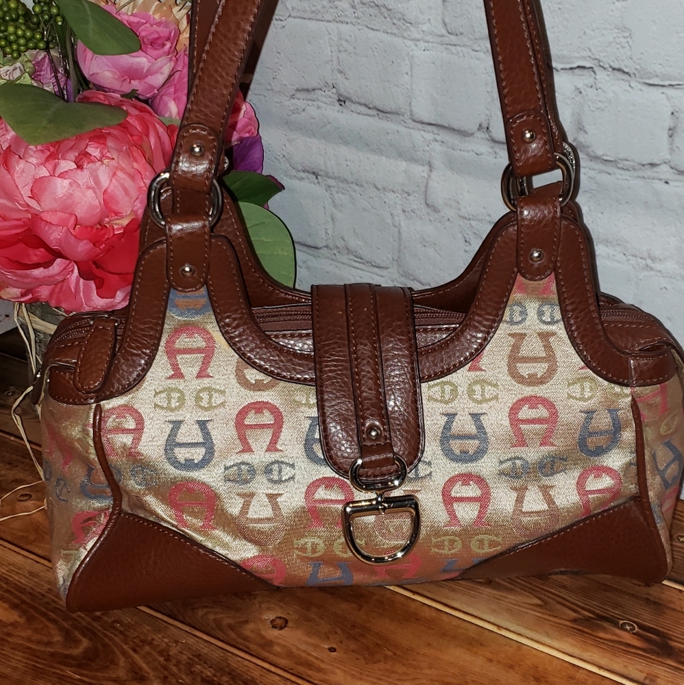 Authentic Etienne Aigner Logo Satchel Bag